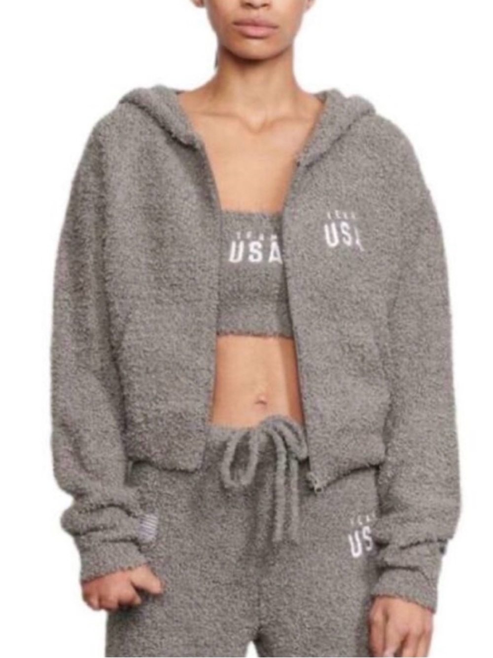 SKIMS Taupe Gray Sherpa Zip Hoodie